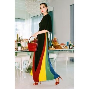 STAUD Victorian Dress in Black Multi 2 Maxi Gown